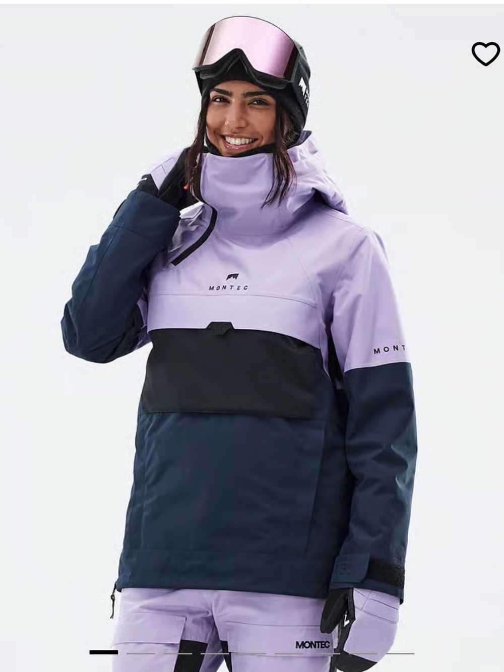 Women's Two-Tone Ski Anorak Jacket in Lavender and Navy - Montec